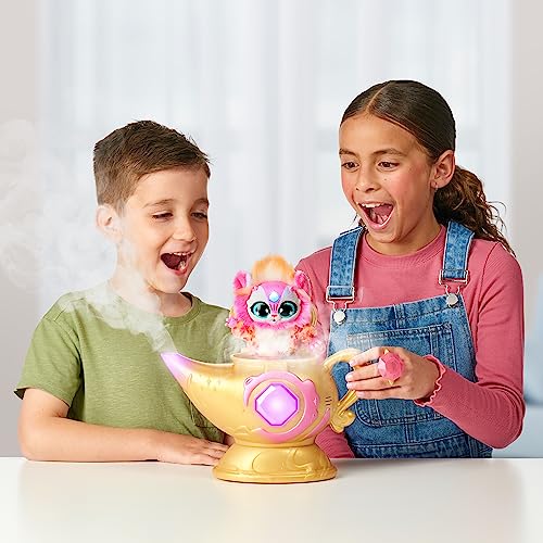 Magic Mixies Magic Genie Lamp with Interactive 8" Blue Plush Toy and 60+ Sounds & Reactions. Unlock a Magic Ring and Reveal a Blue Genie from The Real Misting Lamp. Gifts for Kids, Ages 5+