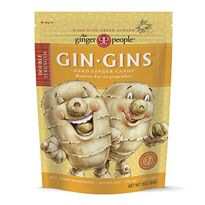 GIN GINS Original Ginger Chews by The Ginger People – Anti-Nausea and Digestion Aid, Individually Wrapped Healthy Candy – Original Flavor, 3 Oz Bag (Pack of 1)