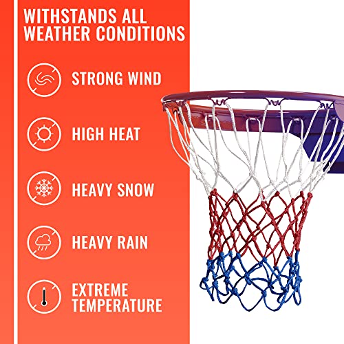 Heavy Duty Basketball Net Replacement - All Weather Anti Whip, Fits Standard Indoor or Outdoor Rims - 12 Loops