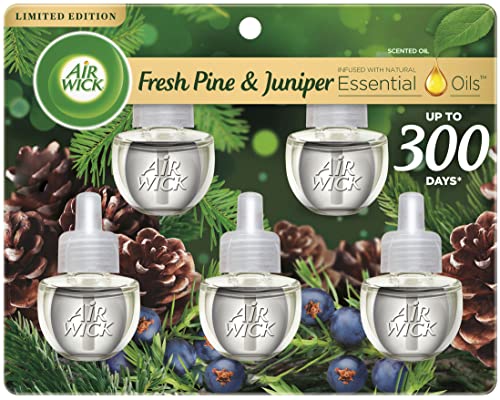 Air Wick Plug in Scented Oil Refill, Apple Cinnamon Medley, 5ct, Air Freshener, Essential Oils