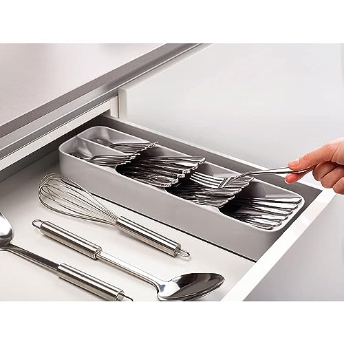 Joseph Joseph DrawerStore Compact Utensil Organizer For Kitchen Drawer Silverware, Flatware Tray, Small, Grey