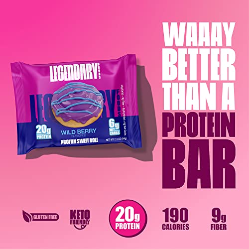 Legendary Foods High Protein Snack - Chocolate Sweet Roll, 20 Gr Protein Bar Alternative, Low Carb Food, Low Sugar - Gluten Free Keto Breakfast Snacks, Healthy Chocolate Flavored Rolls (10-pack)