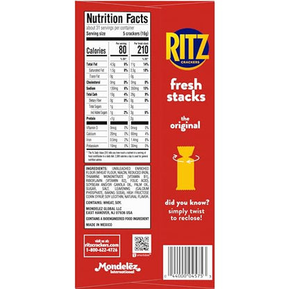 RITZ Original Crackers, 20 Snack Packs (6 Crackers Per Pack)