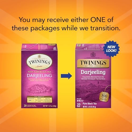 Twinings English Breakfast Black Tea, 100 Individually Wrapped Tea Bags, Smooth, Flavourful, Robust, Caffeinated, Enjoy Hot or Iced