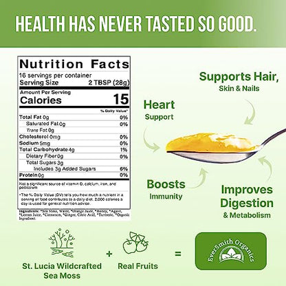 Wildcrafted Irish Sea Moss Gel | Made in USA | Rich in Vitamins & Minerals | Sea Moss Gel Organic Raw | Nutritional Supplement | Mango Pineapple (16 oz)