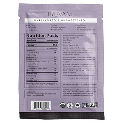 Truvani Vegan Pea Protein Powder | Banana Cinnamon | 20g Organic Plant Based Protein | 1 Serving | Keto | Gluten & Dairy Free | Low Carb | No Added Sugar