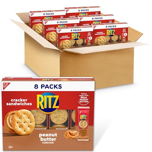 RITZ Peanut Butter Sandwich Crackers, 48 Snack Packs (6 Boxes, 6 Crackers Per Pack)