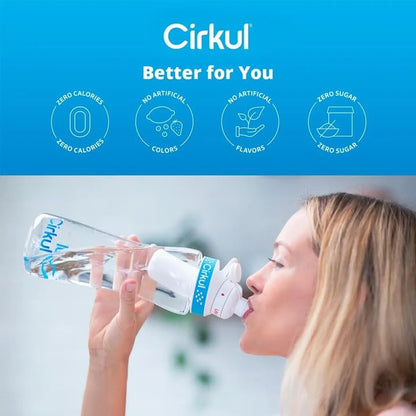 Cirkul Water Bottle + 2 Flavor Cartridge Starter Kit – 22 oz. BPA-Free Plastic Reusable Bottle & Blue Lid, LifeSip Fruit Punch w/B-Vitamins, FitSip Mixed Berry w/Electrolytes (Zero Calorie/No Sugar)