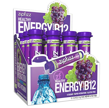 Zipfizz Energy Drink Mix, Electrolyte Hydration Powder with B12 and Multi Vitamin, Berry (12 Count)