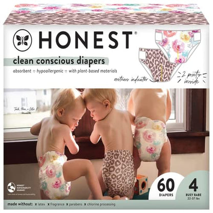 The Honest Company Clean Conscious Diapers | Plant-Based, Sustainable | Above It All + Pandas | Club Box, Size Newborn, 72 Count