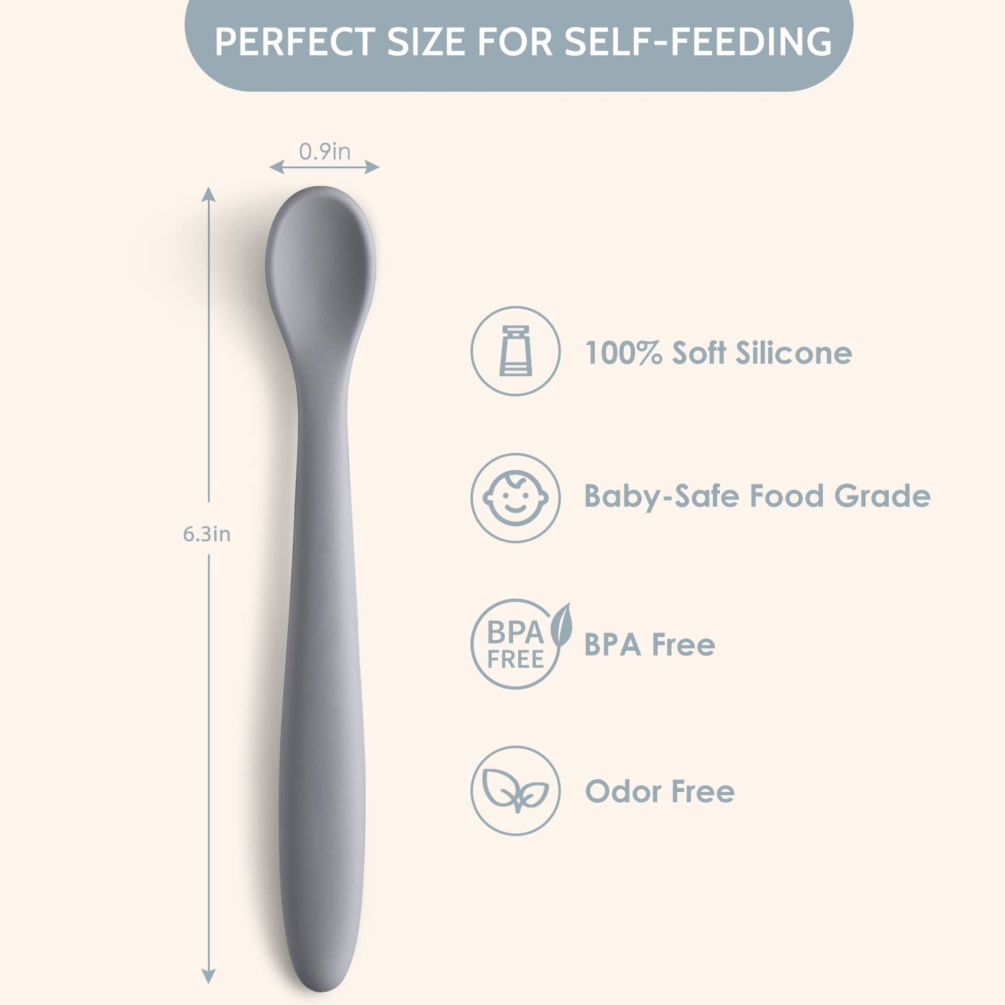 6-Piece Silicone Feeding Spoons for First Stage Baby and Infant, Soft-Tip Easy on Gums I Training Spoon | Baby Utensils Feeding Supplies, Dishwasher & Boil-proof