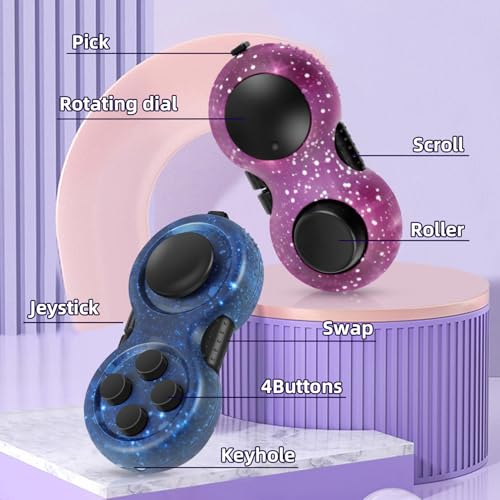 WTYCD Original Fidget Toy Game, Rubberized classical Controller Fidget Concentration Toy with 8-Fidget Functions and Lanyard - Excellent for Relieving Stress and Anxiety