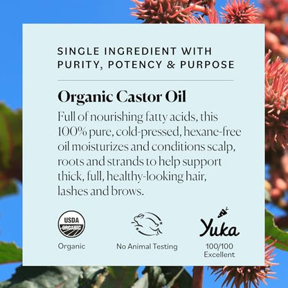 Sky Organics Castor Oil (2x16oz) USDA Organic Cold-Pressed Unrefined100% Pure Hexane-Free Castor Oil Conditioning & Healing For Dry Skin, Hair Growth for Eyelashes & Eyebrows with Exclusive Ebook