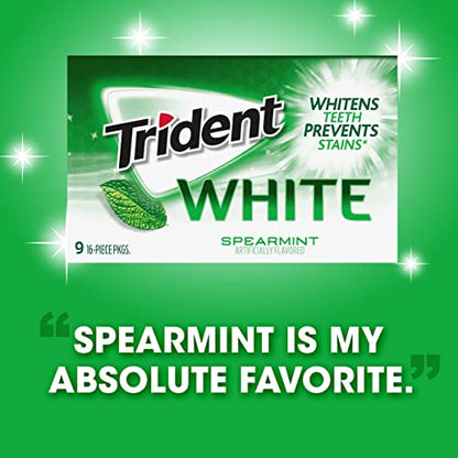 Trident White Peppermint Sugar Free Gum, 16 Count (Pack of 9)