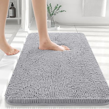 OLANLY Bathroom Rugs 24x16, Extra Soft Absorbent Chenille Bath Rugs, Non-Slip, Dry Quickly, Machine Washable, Bath Mats for Bathroom Floor, Tub and Shower, Beige