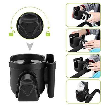 Accmor Stroller Cup Holder with Phone Holder, Bike Cup Holder, Universal Cup Holder for Uppababy Nuna Doona Strollers, 2-in-1 Cup Phone Holder for Stroller, Bike, Wheelchair, Walker, Scooter