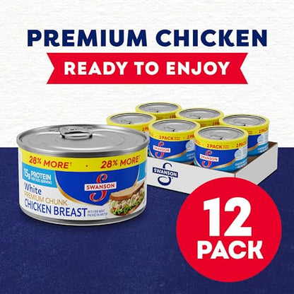 Swanson White Premium Chunk Canned Chicken Breast in Water, Fully Cooked Chicken, 4.5 OZ Can (Pack of 4)