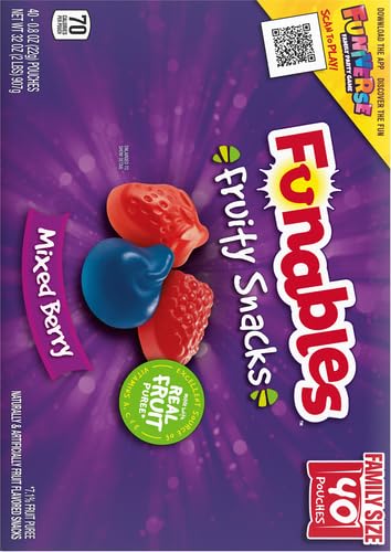 Funables Fruity Snacks, Mixed Berry, Flavored Snacks, Back to School Snack for Lunch, 32 oz 40 ct