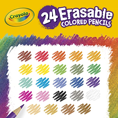 Crayola Erasable Colored Pencils, Kids At Home Activities, 24 Count, Assorted, Long