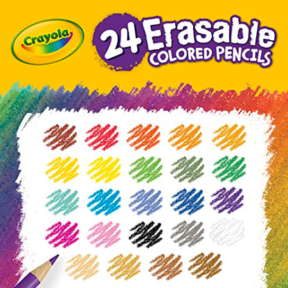 Crayola Erasable Colored Pencils, Kids At Home Activities, 24 Count, Assorted, Long