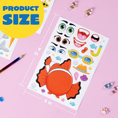 JOYIN 36 PCS 9.8”x6.7" Make a face Stickers for kids, Make Your Own Dinosaur Fantasy Animal Mix and Match Sticker Sheets Kids Crafts Party Favors Goodie Bags Stuffers for Kids