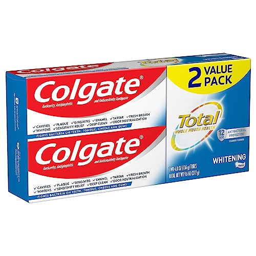 Colgate Baking Soda & Peroxide Toothpaste - Whitens Teeth, Fights Cavities & Removes Stains, Brisk Mint, 6 Ounce (Pack of 2)