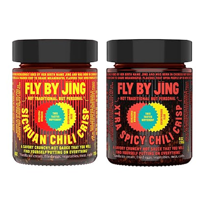 FLYBYJING Sichuan Chili Crisp - Premium Spicy Savory All-Natural Vegan Chili Oil - Crunchy Hot Sauce, Good on Everything, Sugar Free - 6oz (Pack of 1)