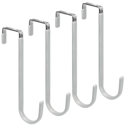 FYY Over the Door Hooks, 4 Pack Hangers Hooks with Rubber Prevent Scratches Heavy Duty Organizer for Living Room, Bathroom, Bedroom, Kitchen Hanging Clothes, Towels, Hats, Coats, Bags White