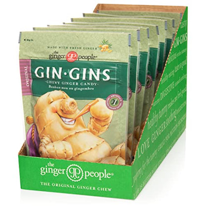 GIN GINS Original Ginger Chews by The Ginger People – Anti-Nausea and Digestion Aid, Individually Wrapped Healthy Candy – Original Flavor, 3 Oz Bag (Pack of 1)