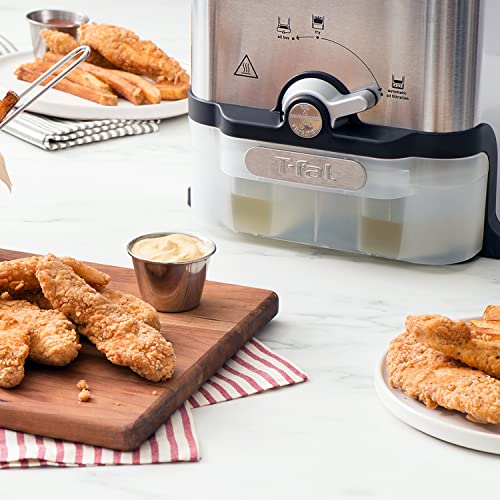 T-fal 3.5L Stainless Steel Deep Fryer with Basket, 1700W, Oil Filtration, Temp Control, Digital Timer, Dishwasher Safe Parts