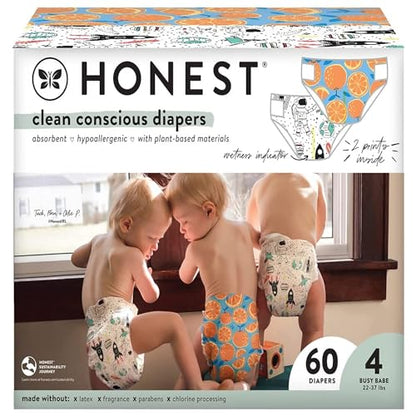 The Honest Company Clean Conscious Diapers | Plant-Based, Sustainable | Above It All + Pandas | Club Box, Size Newborn, 72 Count