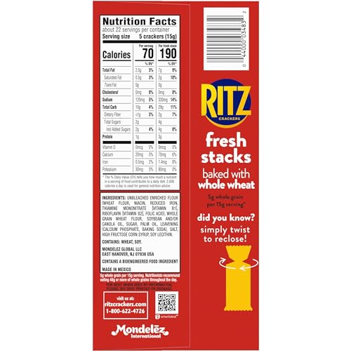 RITZ Original Crackers, 20 Snack Packs (6 Crackers Per Pack)