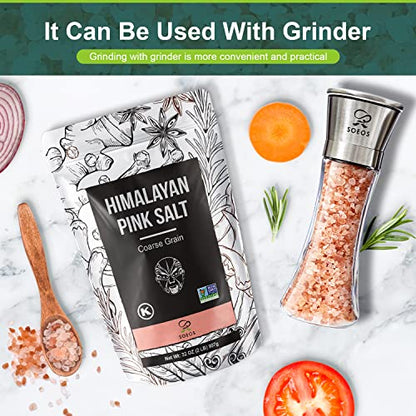 Soeos Himalayan Salt, Coarse Grain, 39Oz (2.4 Pound), Non-GMO Himalayan Pink Salt, Kosher Salt, Sea Salt for Grinder Refill