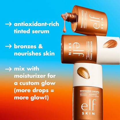 e.l.f. SKIN Bronzing Drops, Liquid Bronzer For Face & Skin, Creates A Sun-Kissed Glow, Infused With Vitamin E, Vegan & Cruelty-Free, Copper Gold