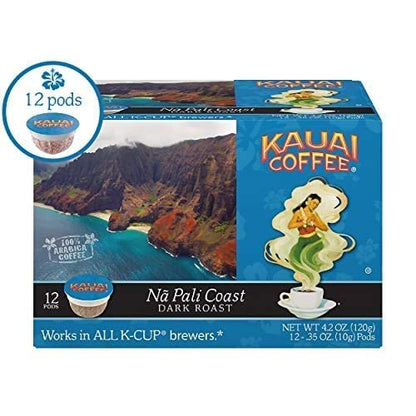 Kauai Coffee Na Pali Coast Dark Roast - Compatible with Keurig Pods K-Cup Brewers (1 Pack of 12 Single-Serve Cups)