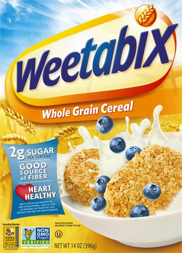 Weetabix Biscuits Whole Grain Cereal, Lightly Sweet Whole Grain Wheat Biscuits, Delicious as Part of Breakfasts or Snacks, 14 OZ Box