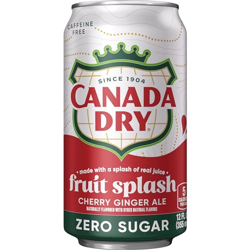 Canada Dry Fruit Splash Cherry Ginger Ale Zero Sugar Soda, 12 fl oz cans, 12 pack