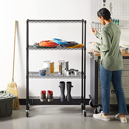 Amazon Basics 3-Shelf Adjustable, Heavy Duty Storage Shelving Unit (250 lbs loading capacity per shelf), Steel Organizer Wire Rack, 23.2"L x 13.4"W x 30"H, Black