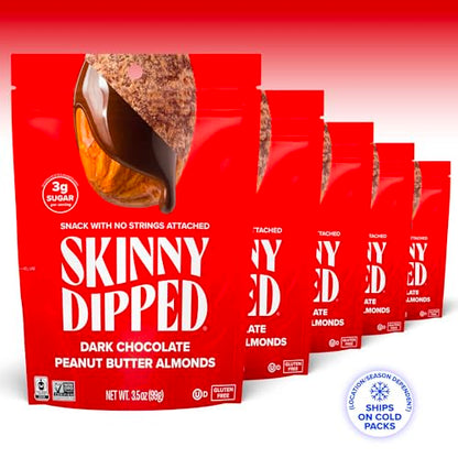 SkinnyDipped Snack Attack Minis Almond Variety Pack, Healthy Snack, Plant Protein, Gluten Free, 0.46 oz Mini Bags, Pack of 25