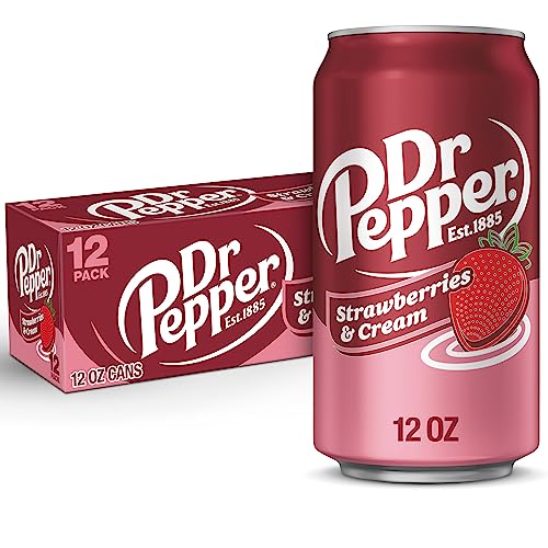 Dr Pepper Zero Strawberries and Cream Soda, 12 fl oz cans, 12 Pack