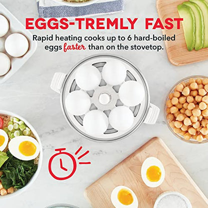 DASH Rapid Egg Cooker: 6 Egg Capacity Electric Egg Cooker for Hard Boiled Eggs, Poached Eggs, Scrambled Eggs, or Omelets with Auto Shut Off Feature - Aqua, 5.5 Inch (DEC005AQ)