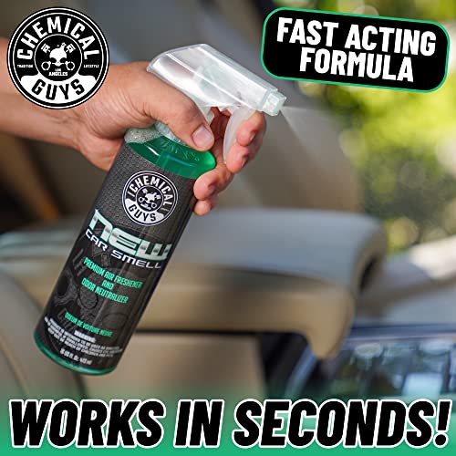 Chemical Guys AIR_101_16 New Car Smell Premium Air Freshener and Odor Eliminator, Long-Lasting Scent, Great for Cars, Trucks, SUVs, RVs & More, 16 fl oz