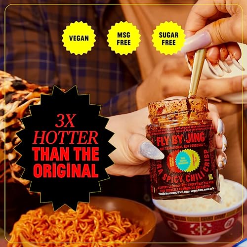 FLYBYJING Sichuan Chili Crisp - Premium Spicy Savory All-Natural Vegan Chili Oil - Crunchy Hot Sauce, Good on Everything, Sugar Free - 6oz (Pack of 1)