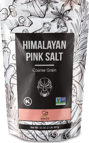 Soeos Himalayan Salt, Coarse Grain, 39Oz (2.4 Pound), Non-GMO Himalayan Pink Salt, Kosher Salt, Sea Salt for Grinder Refill