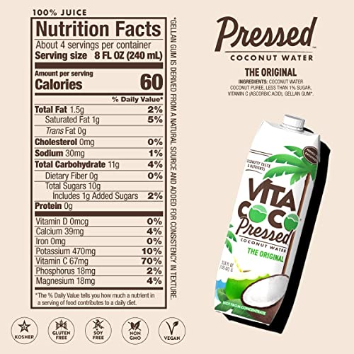 Vita Coco Coconut Water Original, 33.8 Fl Oz (Pack of 6)