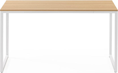 ZINUS Jennifer 55 Inch White Frame Desk, Computer Workstation, Office Desk, Dining Table, Easy Assembly, Natural