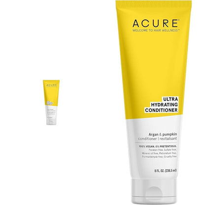 Acure Shampoo 100% Vegan, Ultra Hydrating Moisture & Omega Fatty Acids, , Yellow Argan Oil & Pumpkin, 8 Fl Oz