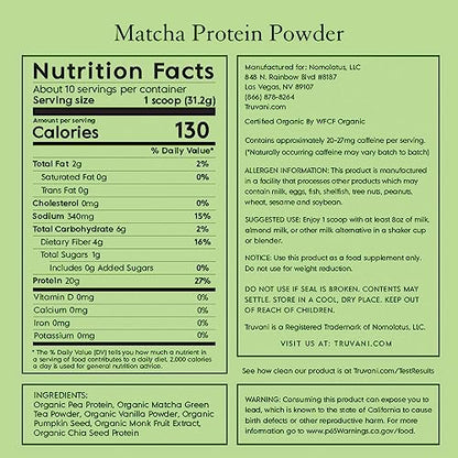 Truvani Vegan Pea Protein Powder | Banana Cinnamon | 20g Organic Plant Based Protein | 1 Serving | Keto | Gluten & Dairy Free | Low Carb | No Added Sugar