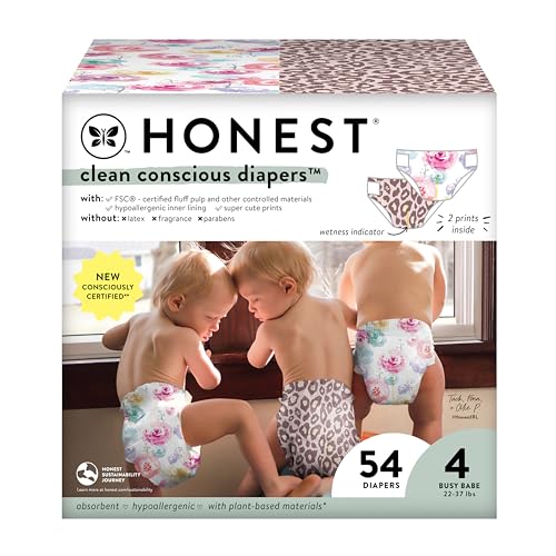 The Honest Company Clean Conscious Diapers | Plant-Based, Sustainable | Above It All + Pandas | Club Box, Size Newborn, 72 Count