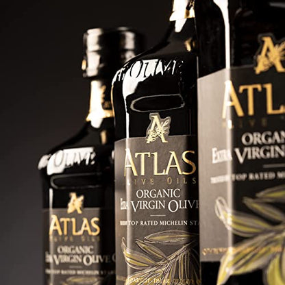 Atlas 750 mL Organic Cold Press Extra Virgin Olive Oil with Polyphenol Rich from Morocco | Newly Harvested Unprocessed from One Single Family Farm | Moroccan EVOO Trusted by Michelin Star Chefs